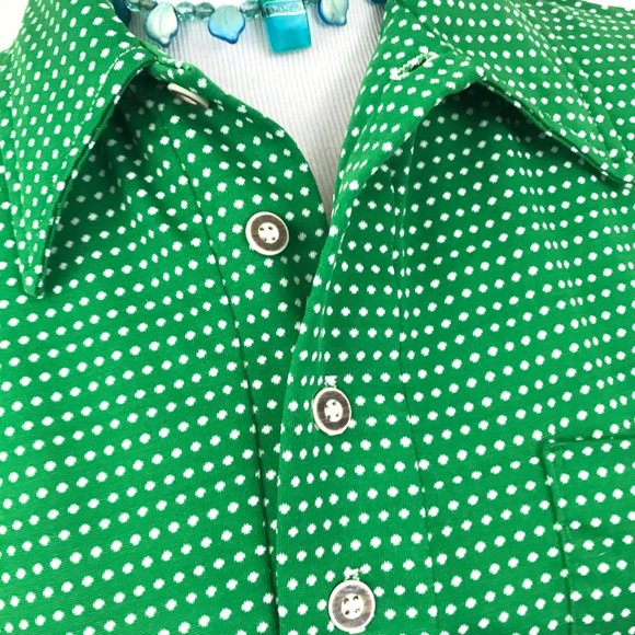 Vintage 1970s Polka Dot Golf Disco Unisex Shirt - Picture 2 of 7